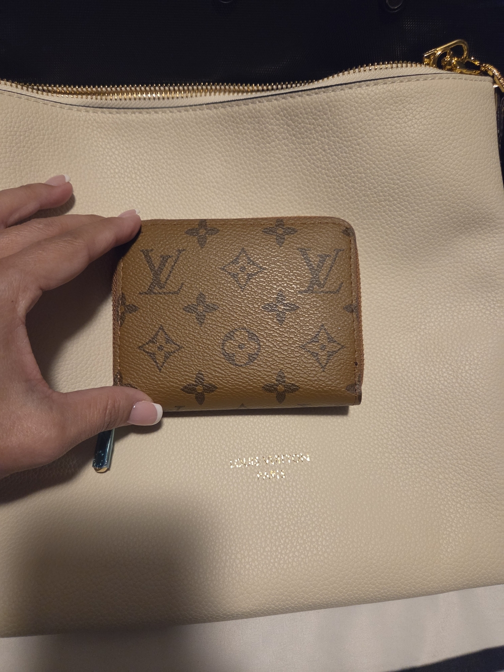 Unbranded Monogram Off White Bag, With 2 Straps and Matching Wallet
